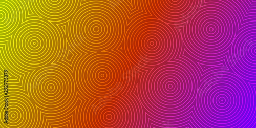 Abstract background of concentric circles in purple and yellow colors