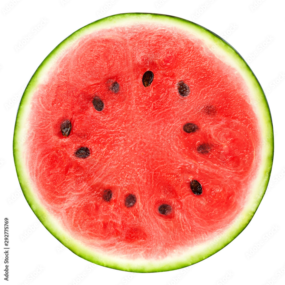 watermelon slice isolated on white background, clipping path, full depth of field - obrazy, fototapety, plakaty 