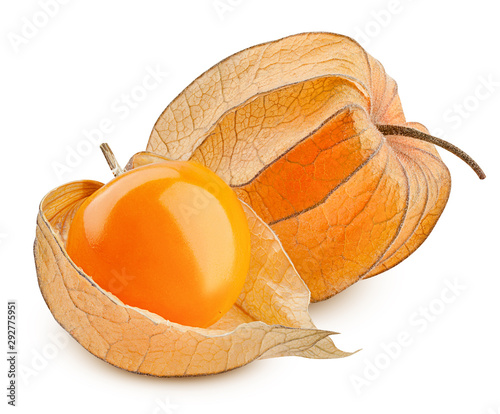 Cape gooseberry, physalis isolated on white background, clipping path, full depth of field photo