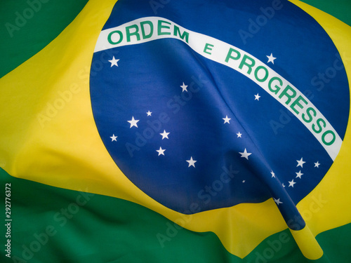Brazilian Flag details in plain fabric with color printing and choice of distinctive patterns, shapes and tidies, with art design.