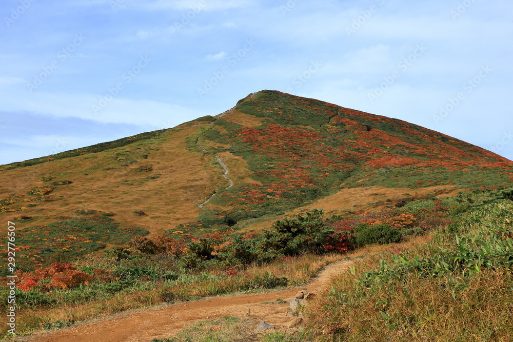 Naklejka premium 紅葉の栗駒山 ( Beautiful autumnscape at Mount Kurikoma, Tohoku, Japan )