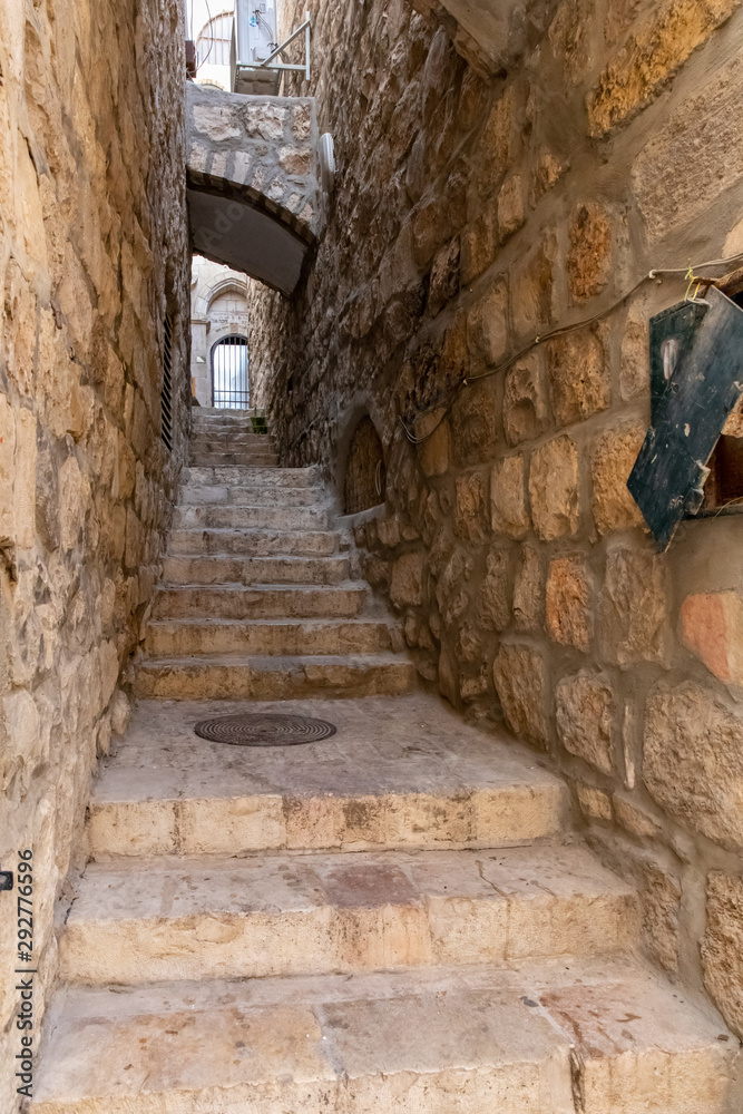 Stone Staircase Inside The Old City of Jerusalem, Israel