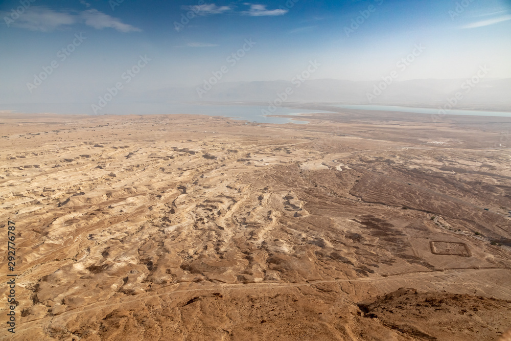Hazy View of the Dead Sea From the Plateau at Masada National Park, Israel