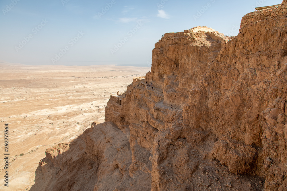 Looking Towards the Hazy Dead Sea from the Plateau of Masada, Israel