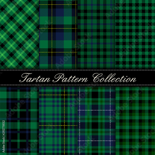 Elegant tartan seamless pattern collection dark green