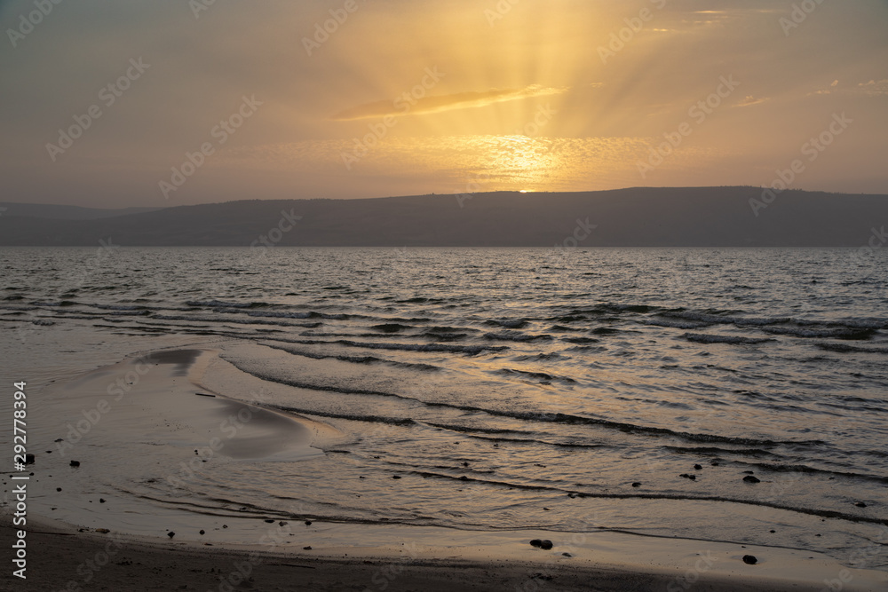 Golden Sunset on the Sea of Galilee, Israel