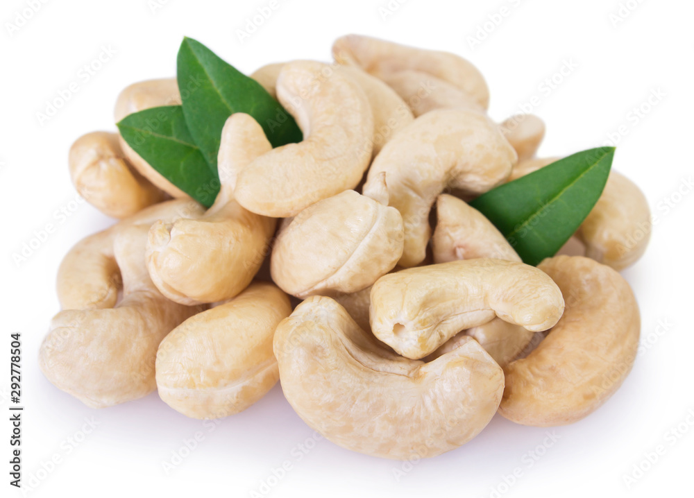 Cashew nuts on white background Cashew nuts on white background