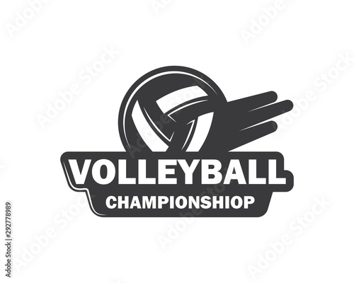 volley ball club logo and badge vector icon illustration