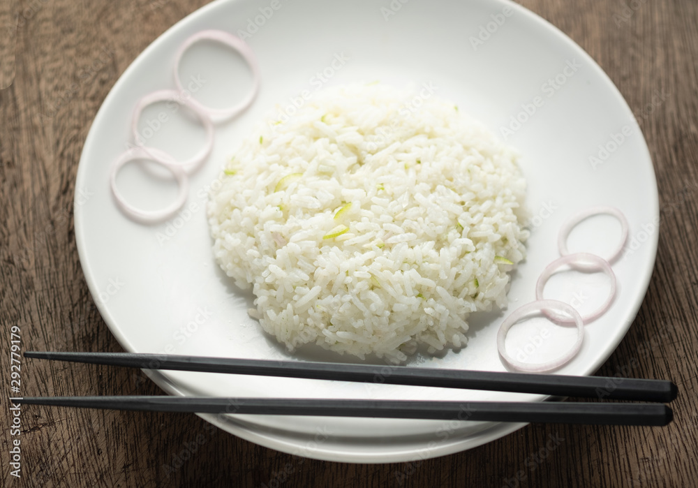 Cilantro lime in white dish,chopstick on plate Cilantro lime in white dish,chopstick on plate