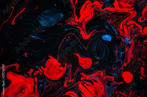 Abstract Red Black And Blue Paint Background, Colorful Painting Ink Fluid Swirl Pattern