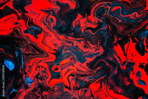 Abstract Red Black And Blue Paint Background, Colorful Painting Ink Fluid Swirl Pattern