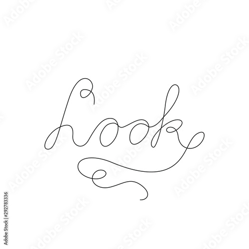 Look word, continuous line drawing, hand lettering small tattoo, print for clothes, emblem or logo design, one single line on a white background, isolated vector illustration.