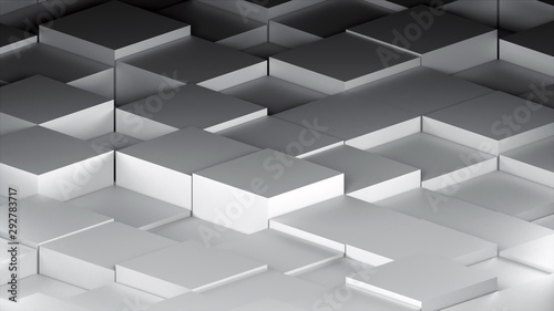 Many abstract isometric cubes  modern computer generated 3D rendering background