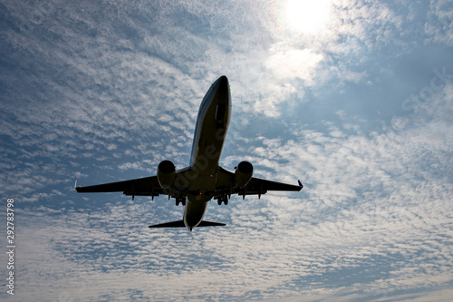 A jet just before landing at the Osaka international airport in Itami  Japan