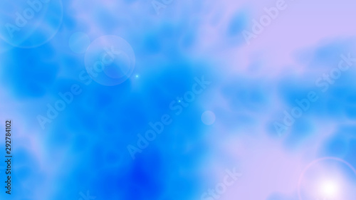Abstract soft blue smoke like sky with clouds with lens flare effect, 3d rendering spring romantic background