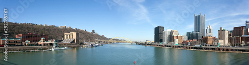 Pittsburgh, Pennsylvania cityscape panorama with Allegheny River. © Noel