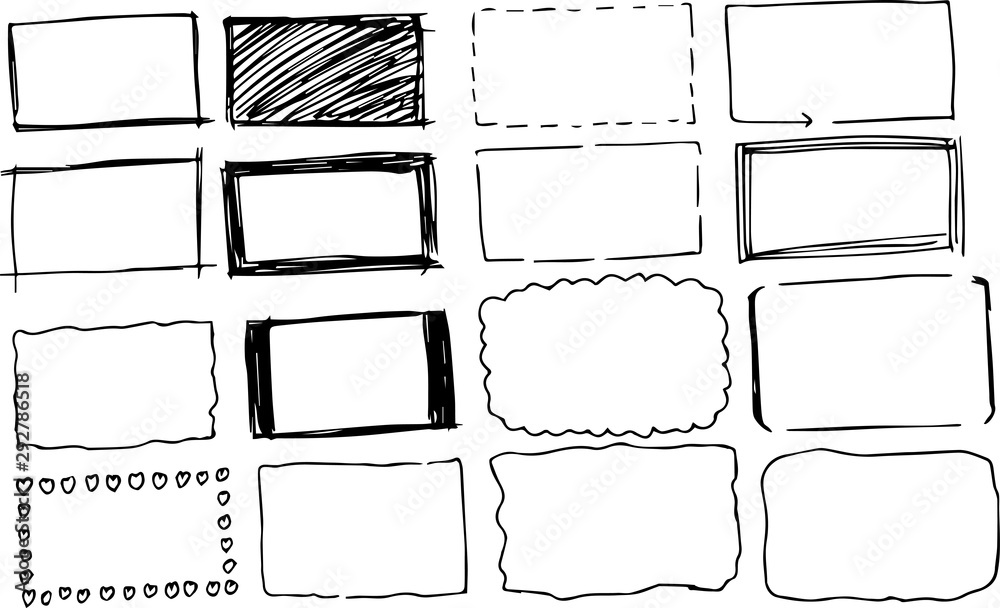 Black Square frame variation illustration set - obrazy, fototapety, plakaty 