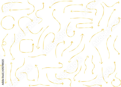 Gold Simple thin arrow variation illustration set