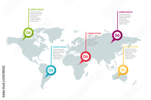 infographic design with world map background. business infographic concept for presentations  banner  workflow layout  process diagram  flow chart and how it work