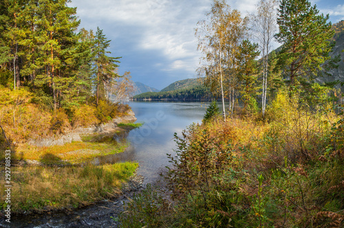 The stream flows into the Yenisei River, the nature of Siberia. © Valerii