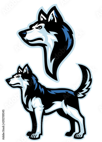 Fotobehang siberian husky dog mascot set