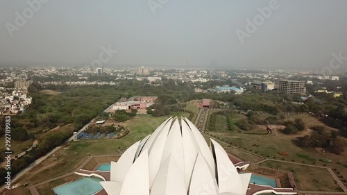 Aerial View of Lotus Temple New Delhi India photo