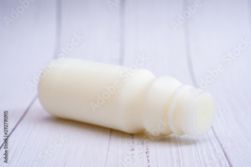 close up plastic blottle of milk