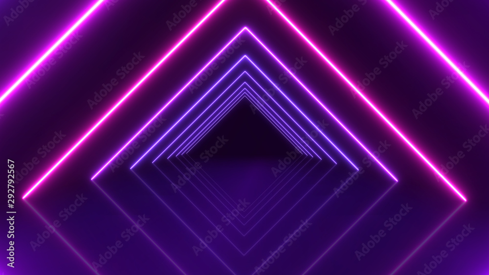 Abstract Neon bright lens flare colored on black background. Laser show colorful design for banners advertising technologies