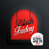 black friday sale banner background vector, with paper cutting design concept