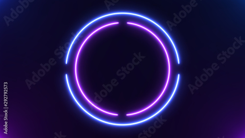 Abstract Neon bright lens flare colored on black background. Laser show colorful design for banners advertising technologies