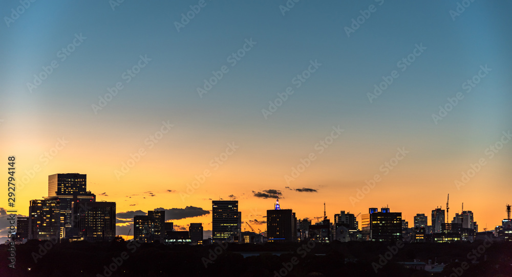 City skyline in dusk, beautiful colorful sky horizon in Tokyo, Japan