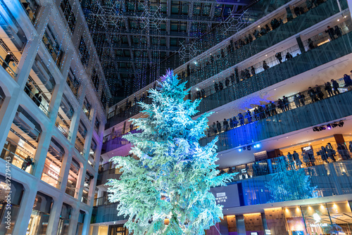 Photography WHITE KITTE winter illumination festival, famous romantic light up events in the city, beautiful view, popular tourist attractions, travel destinations for holiday