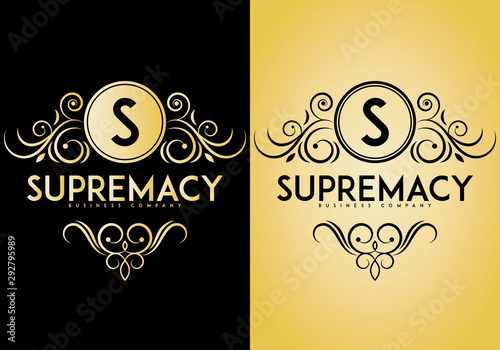 Supremacy crest logo isolated on background. Letter s logo, Initials logo, suitable for any company, ready to print, easy to edit, organized layer. photo