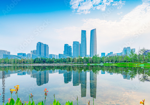 Architectural scenery around Tongzi Park in Chengdu, Sichuan Province, China © Weiming