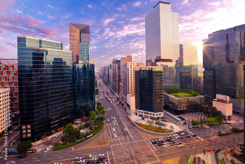 Photography Traffic at Gangnam City Seoul South Korea.
