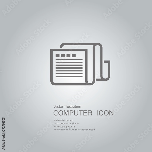Vector drawn document icon. Isolated on grey background.
