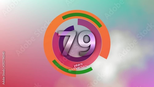 79 Years Anniversary Digital Tech Circle Colorful Background