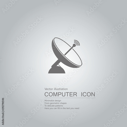 Vector drawn tv tower icon. Isolated on grey background.