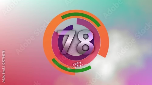 78 Years Anniversary Digital Tech Circle Colorful Background