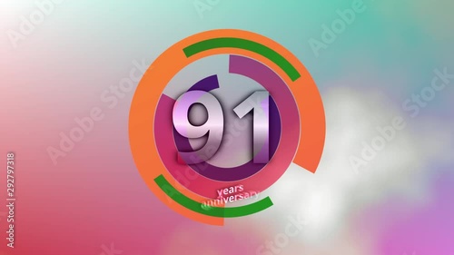 91 Years Anniversary Digital Tech Circle Colorful Background