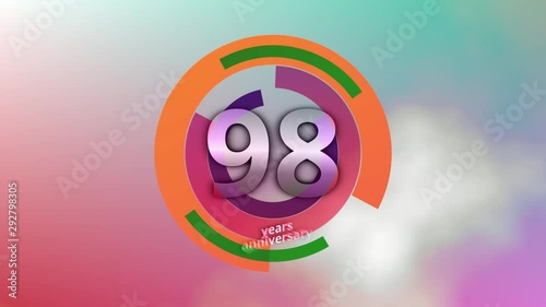 98 Years Anniversary Digital Tech Circle Colorful Background