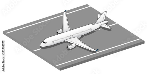 Isometric Plane Crash Airplane Slide . Airbus Window Rescue. emergency evacuation slides deployed. Plane 3d Illustration Vector