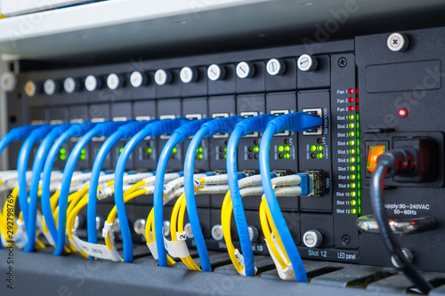 Ethernet Cables And  Network With Cable Lan Rj45.