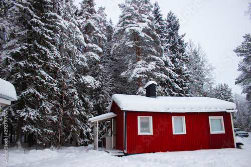 Cabaña Sueca durante invierno