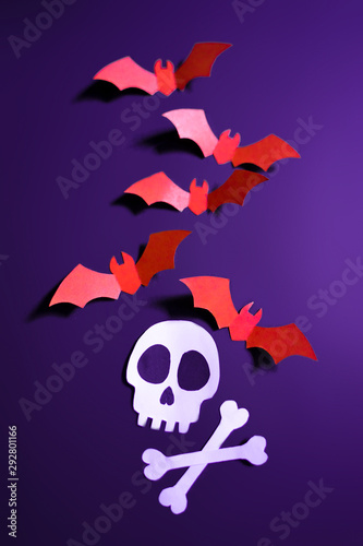bats and skull papercut for halloween