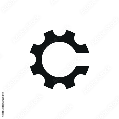 Letter C Logo. Cog Gear Symbol. Wheel Icon Vector Illustration. Eps 10.