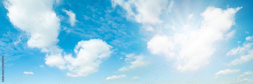Beautiful blue sky cloudsfor background. Panorama of sky. - obrazy, fototapety, plakaty 