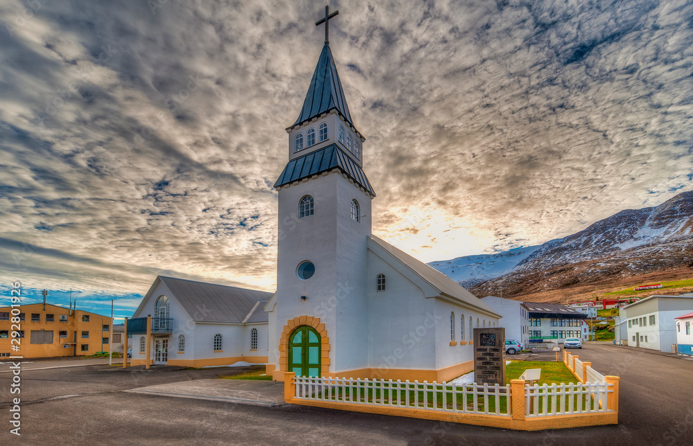 The beautiful church of Fjallabyggo - Iceland