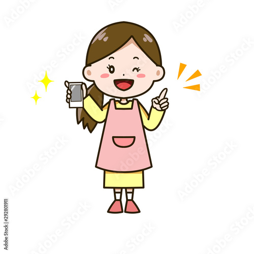 スマートフォンを持って指さしする女性 ポーズ イラスト Ilustracion De Stock Adobe Stock