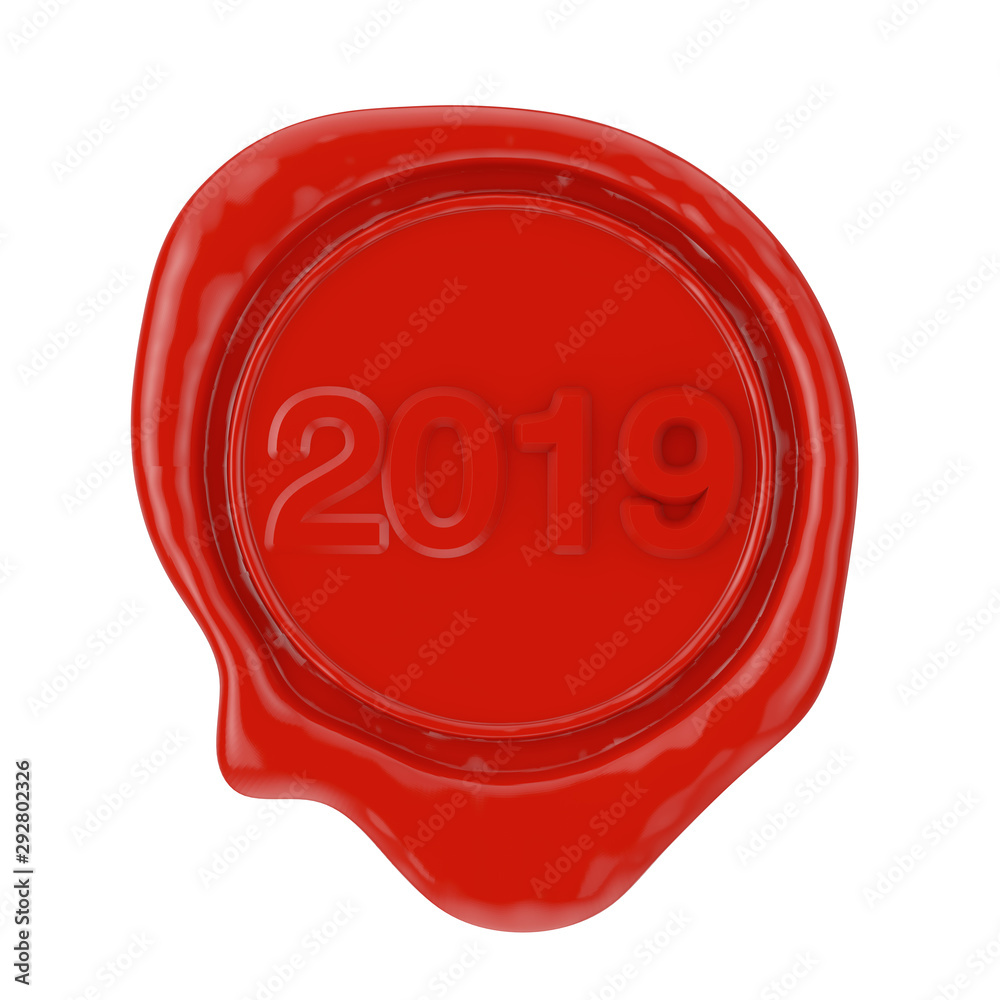 Red Wax Seal with 2020 New Year Sign. 3d Rendering Red Wax Seal with 2020 New Year Sign. 3d Rendering